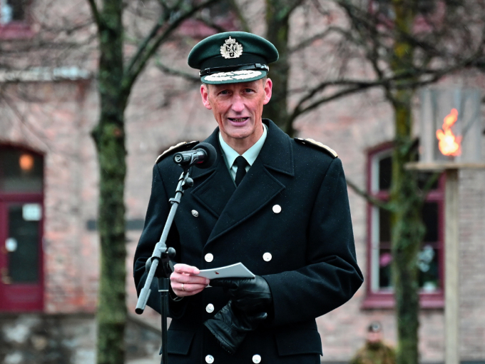 Forsvarssjef, general Eirik Kristoffersen holdt minnetalen på Akershus festning. Foto: Sven Gj. Gjeruldsen, Det kongelige ho